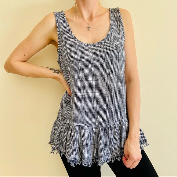 Falls creek gingham plaid sleeveless top blouse - Picture 2 of 7